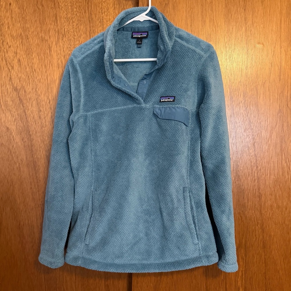 Patagonia Teal Blue Microfleece Snap Pullover